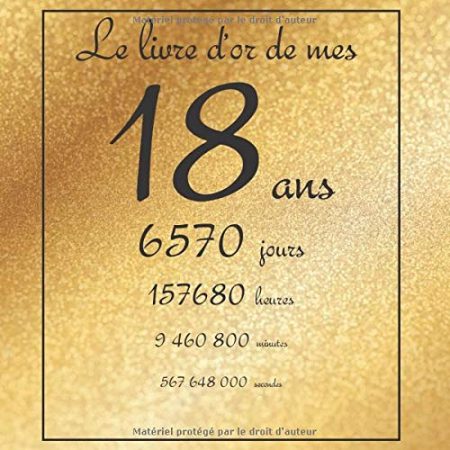 Le livre d'or de mes 18 ans - livre à personnaliser pour anniversaire - 21x21cm 75 pages