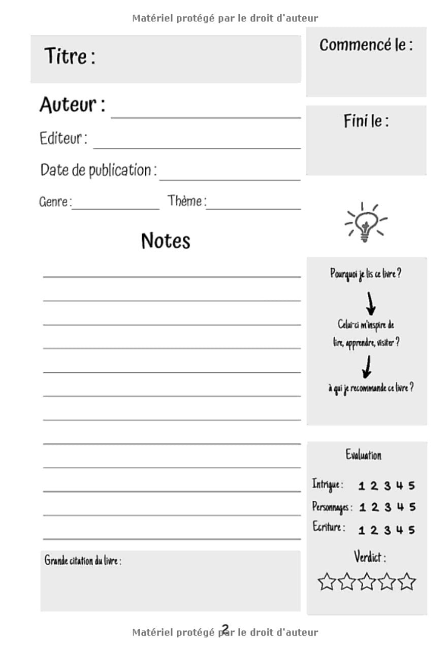 Mes lectures : Carnet de lecture | Format 17,8 x 25,4 cm 120 pages