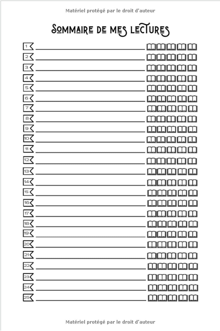 Mon carnet de lecture: Journal de lecteur à remplir | Carnet pour garder une trace de vos lectures | 50 doubles pages - 107 pages Format 15 x 22 cm