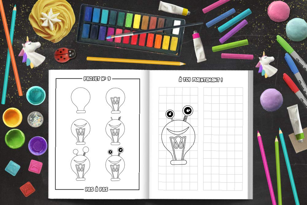 Robots : Apprenons à dessiner - Un cahier d'activités rigolo avec 40 illustrations et des guides pas à pas pour apprendre le dessin aux débutants - 86 pages Format A4