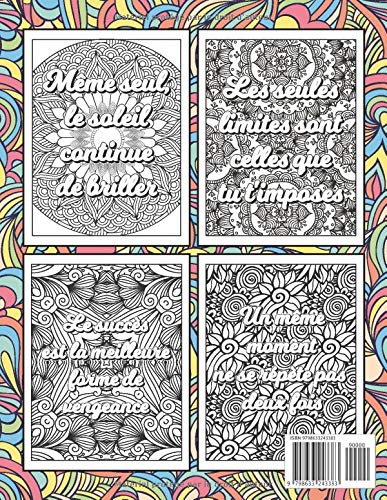 Mandala Fleurs Livre de Coloriage pour adultes : 50 Mandalas avec citations motivantes, messages positifs - 100 pages Format A4