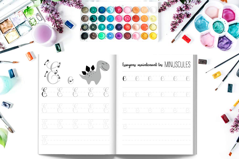 Apprenons l'écriture cursive : cahier d'écriture pour débutants : lettres, liaisons & mots - 108 pages Format 21,5 x 28 cm