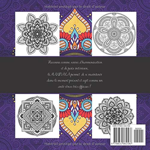 80 MANDALAS format XXL - Livre de COLORIAGE anti-stress et relaxant / 80 MANDALAS authentiques UNIQUES à colorier - 164 pages Format 21,5 x 21,5 cm