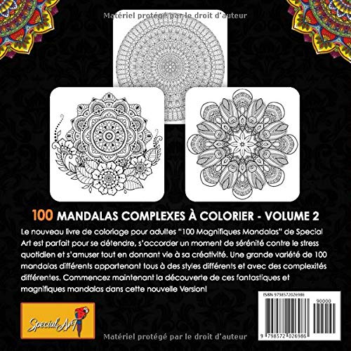 100 Magnifiques Mandalas : Livre de Coloriage pour Adultes (Volume 2) - 213 pages Format 21,5 x 21,5 cm