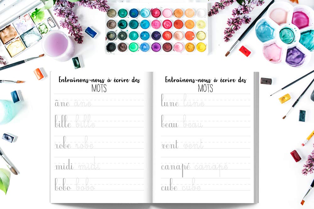 Introduction à l’écriture cursive : Lettres, liaisons & mots : Cahier d’écriture : 6 ans et + Activités pour enfants sur le thème des animaux - 108 pages Format 21,5 x 28 cm