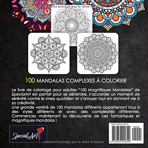 100 Magnifiques Mandalas: Livre de Coloriage pour Adultes - 213 pages Format 21,5 x 21,5 cm