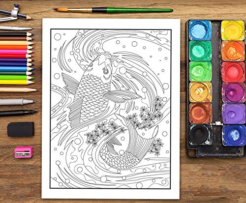 Livre De Coloriage Pour Adultes : L’art Japonais de l’estampe sur bois - 66 pages Format A4