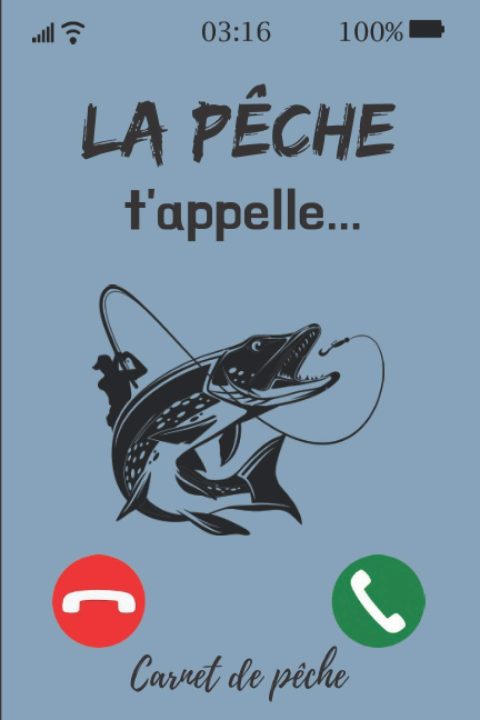 Carnet de pêche à compléter. Journal avec 54 sessions de pêche. Noter les conditions météorologies du jour, ses prises - 111 pages Format 15 x 22 cm
