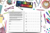 Guide du débutant en calligraphie moderne et lettrage à la main pour enfants : Un cahier d'activités amusant pour apprendre le hand lettering - 108 pages Format 21,5 x 28 cm
