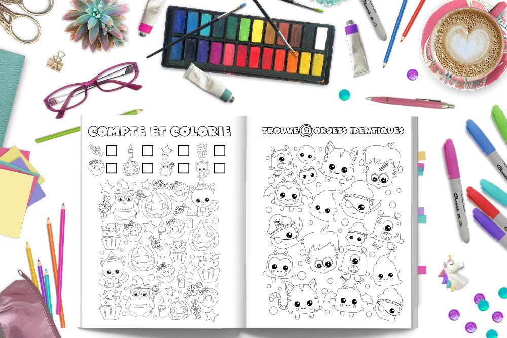 Cahier d'activités pour enfants : mots cachés, points à relier, colorier, dessiner, compter, labyrinthes : 3-10 ans / 124 pages Format 21,5 x 28 cm
