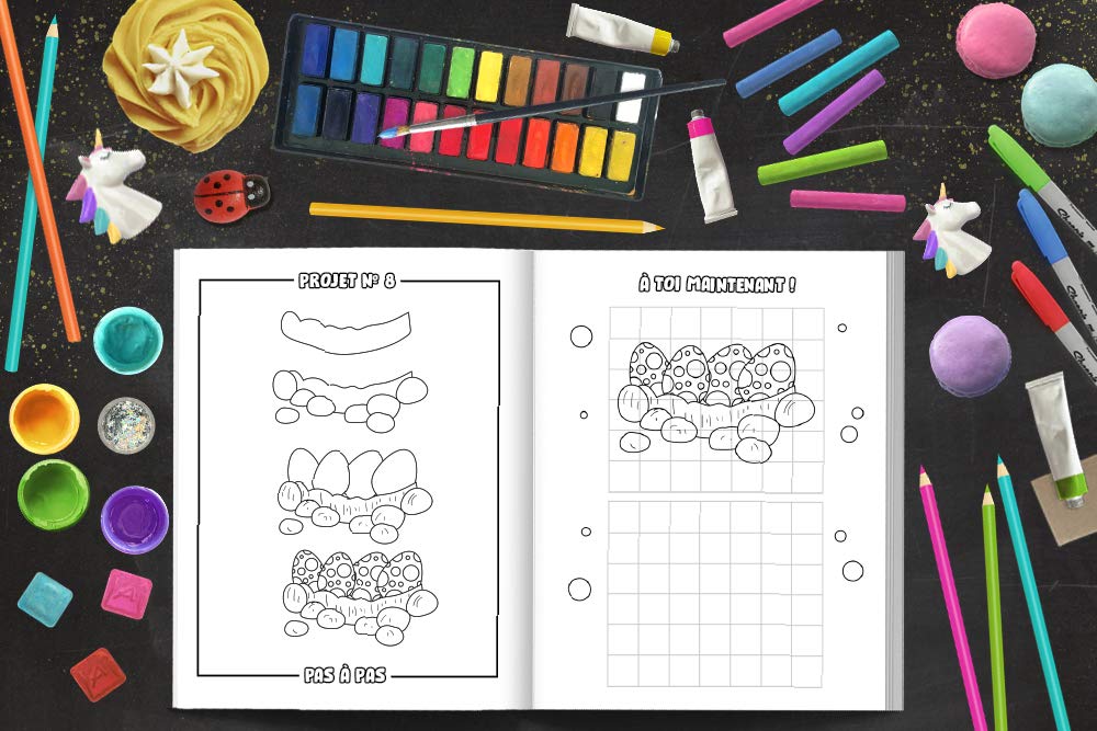 Dinosaures : apprenons à dessiner : Un cahier d'activités rigolo avec 35 illustrations - 86 pages Format A4