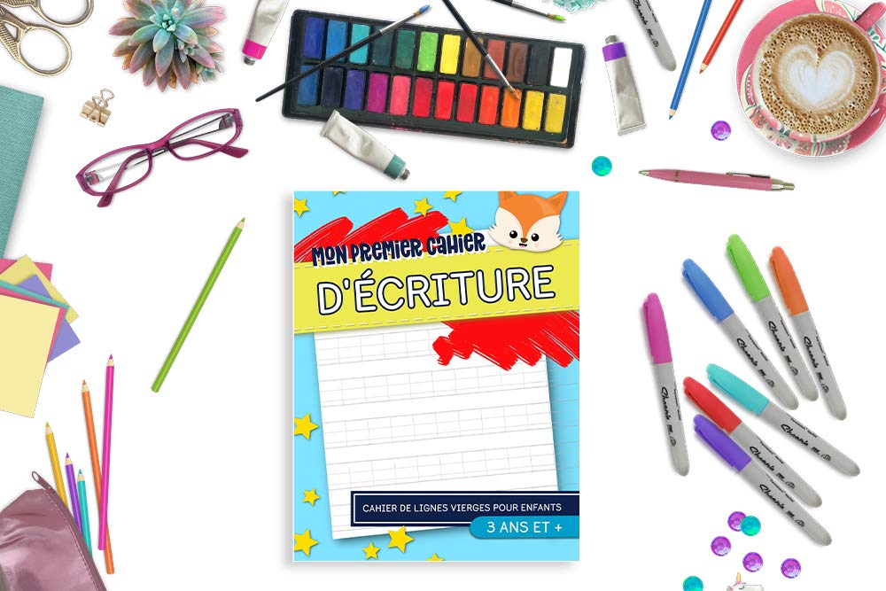 Mon premier cahier d'écriture : cahier de lignes vierges pour enfants : 3 ans et + (108 pages Format 21,5 x 28 cm)