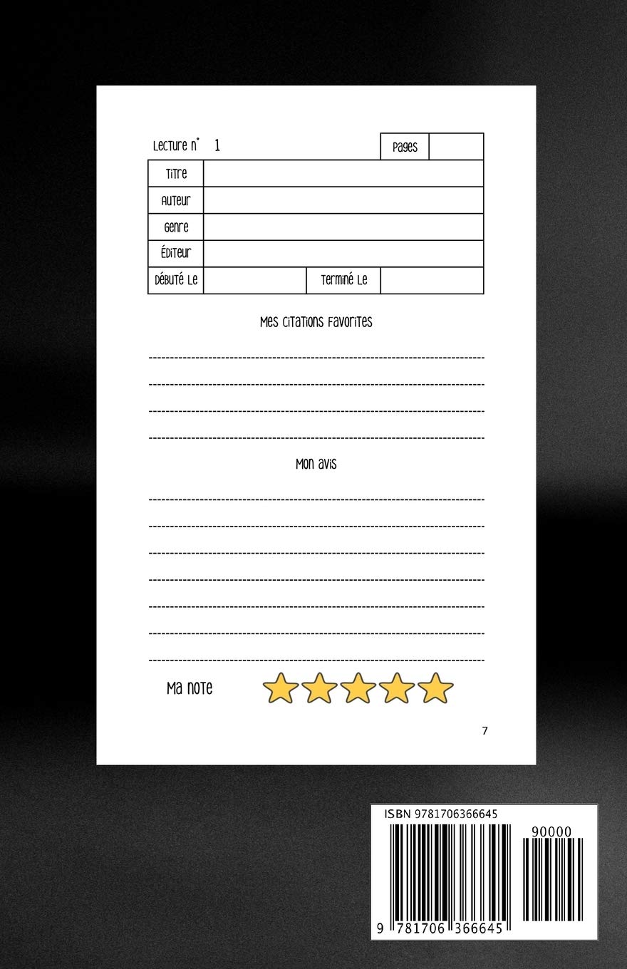 Carnet de lecture : Suivi livresque | 100 fiches de lecture pour vos livres | 108 pages Format 14 x 21,5 cm