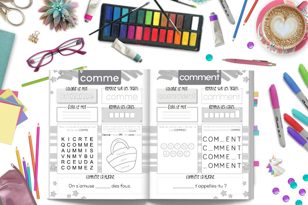 Apprendre à lire et à écrire des mots simples: avec 100 mots courants ! Cahier d'exercices éducatif: 4-7 ans / 104 pages Format 21,5 x 28 cm