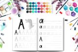 Cahier d’écriture des lettres : Apprenons à écrire: des lettres et des mots : 3 ans et + (110 pages Format 21,5 x 28 cm)