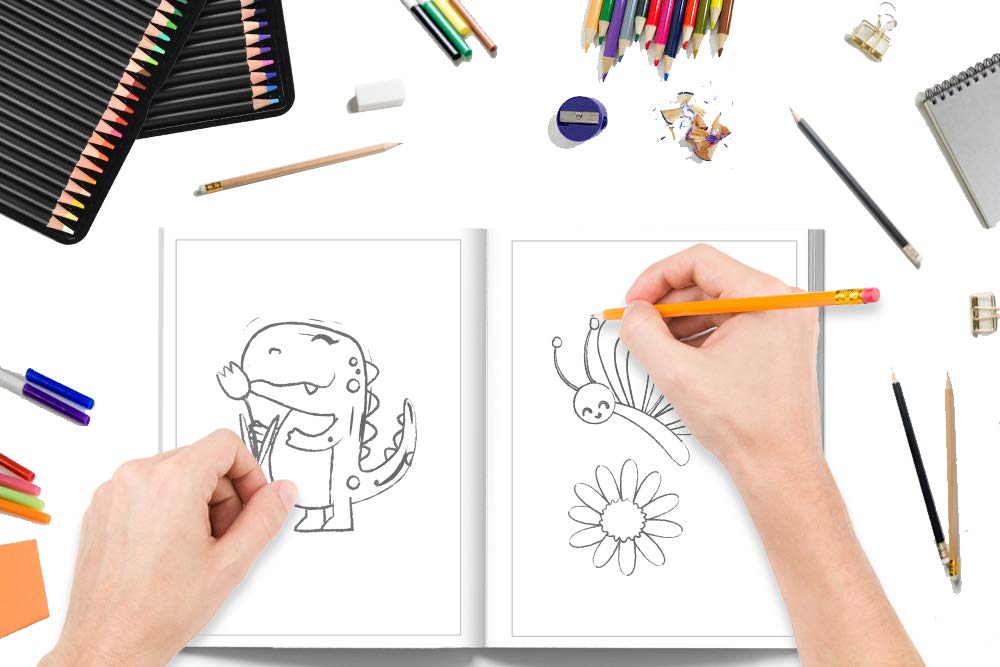 Cahier à dessin pour enfants : 100 pages pour s'entraîner à dessiner des animaux, des formes, des lettres - 108 pages Format 21,5 x 28 cm