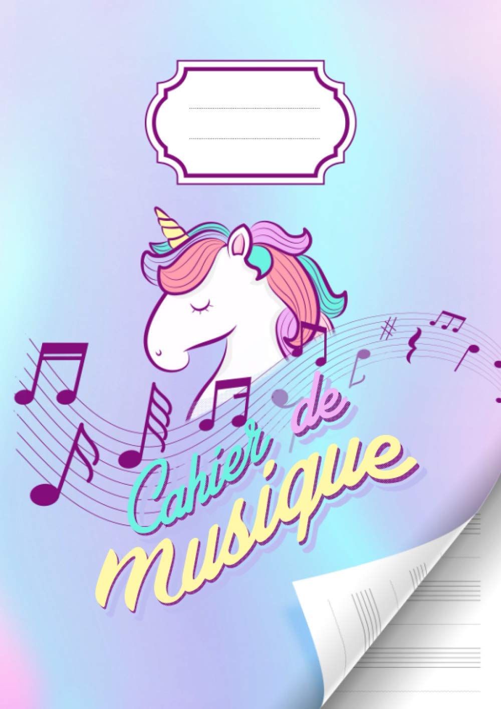 Licorne Cahier de musique : avec portées et annotations pour composition musicale - solfège - partitions - 48 pages - Grand format A4