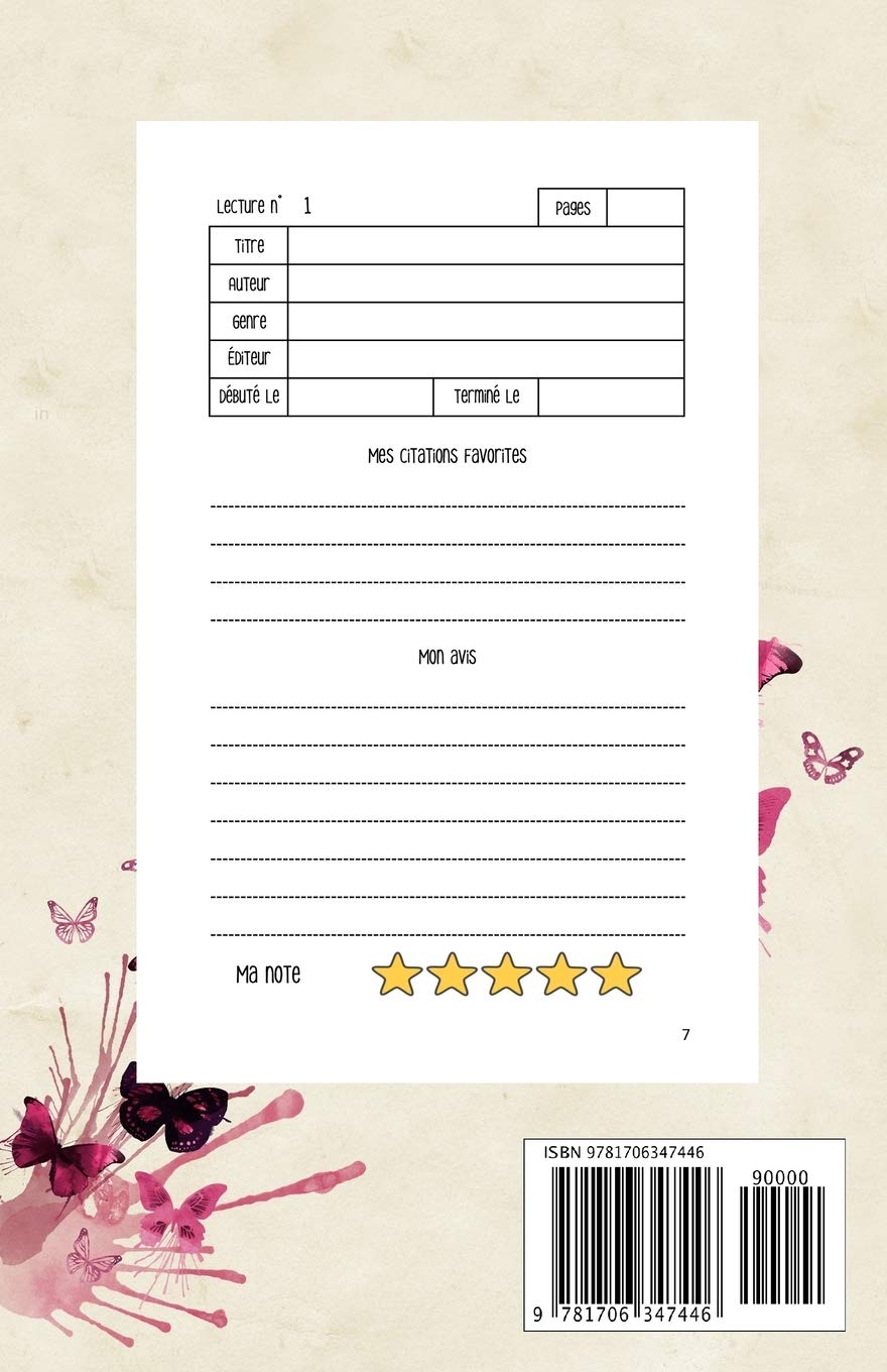 Carnet de lecture : Suivi livresque | 100 fiches de lecture pour vos livres | 108 pages Format 14 x 21 cm