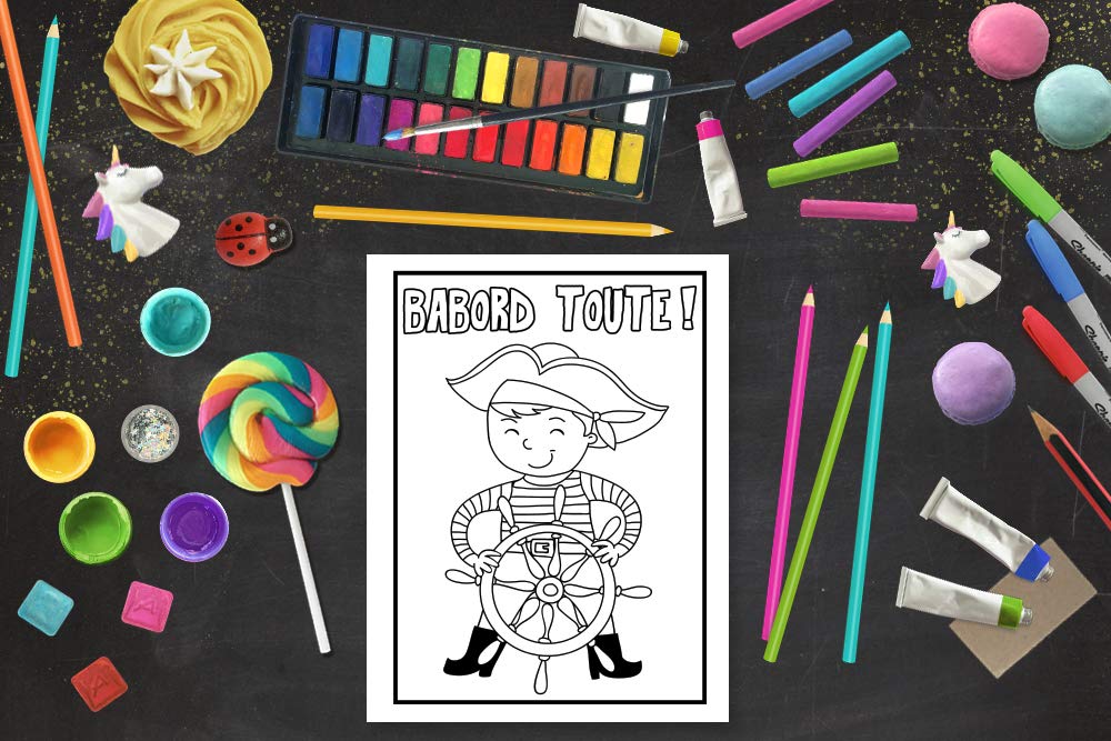 Livre de coloriage pour les tout-petits : 35 illustrations mignonnes sur le thème des pirates pour les enfants âgés de 1 à 3 ans - 74 pages Format A4
