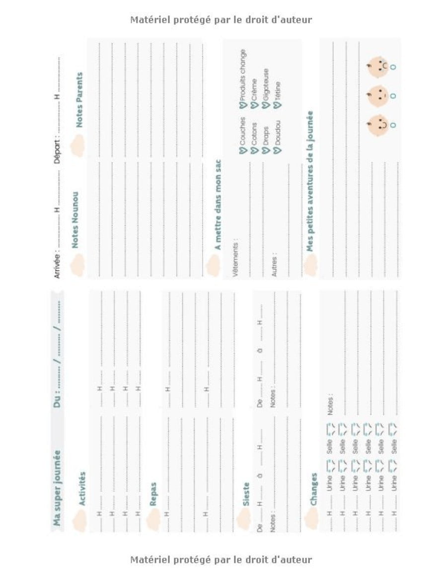 CARNET DE LIAISON NOUNOU/PARENTS - DURÉE 1 AN : Cahier de transmission entre parents et assistante-maternelle - 272 pages Format 21,5 x 28 cm