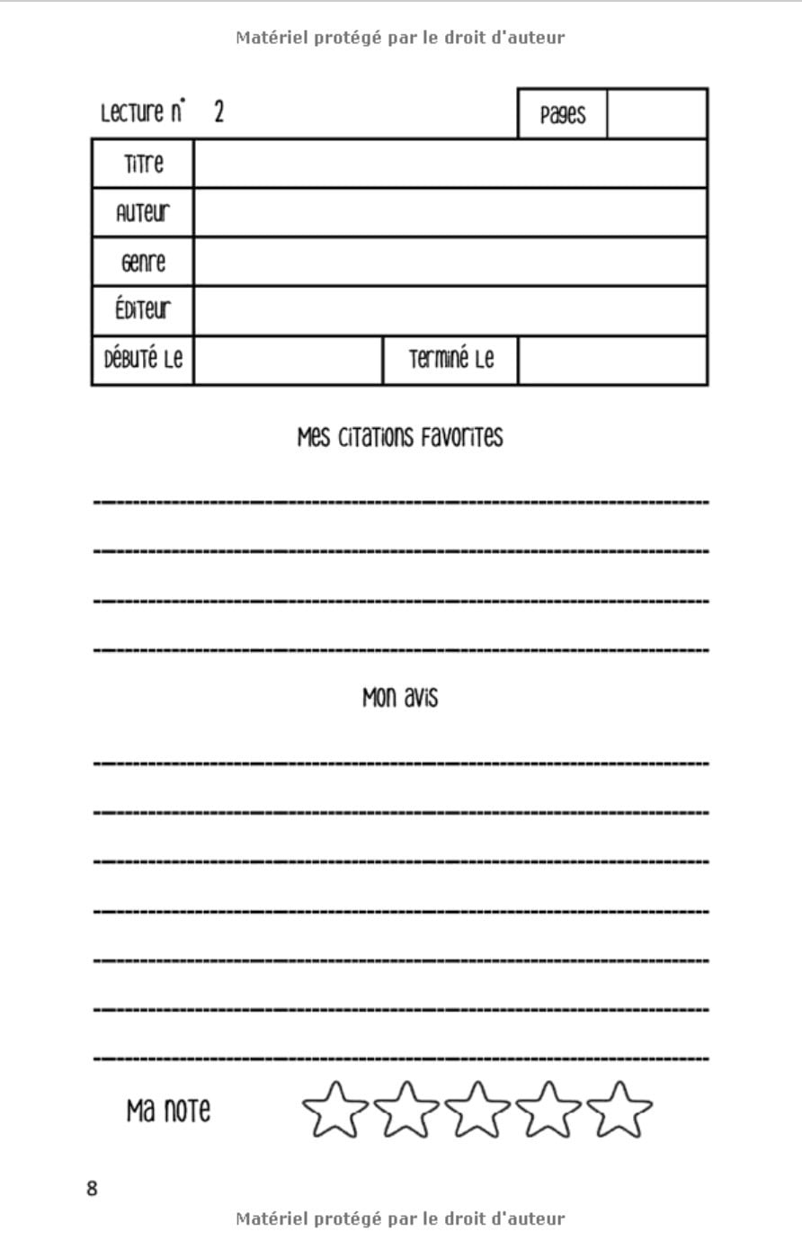 Mon Carnet de Lecture - Journal de bord « Mes Livres » | 100 fiches de lecture | 108 pages | A5 5,5" x 8,5"