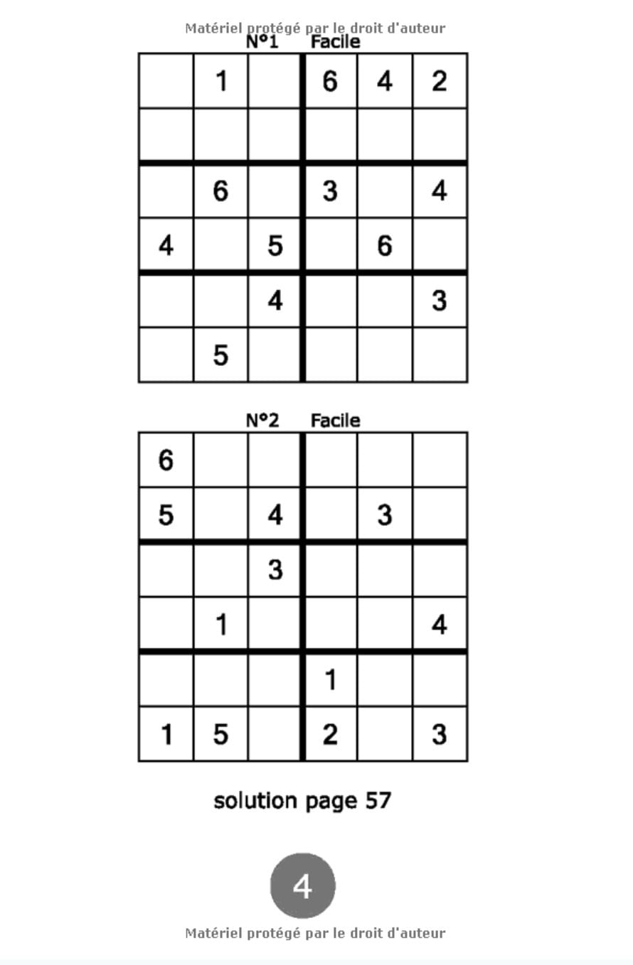 sudoku pour les enfants 8 -10 ans : 104 grilles 6x6, niveaux facile à difficile, adaptées aux enfants de 8 à 10 ans – 69 pages Format 15 x 22 cm