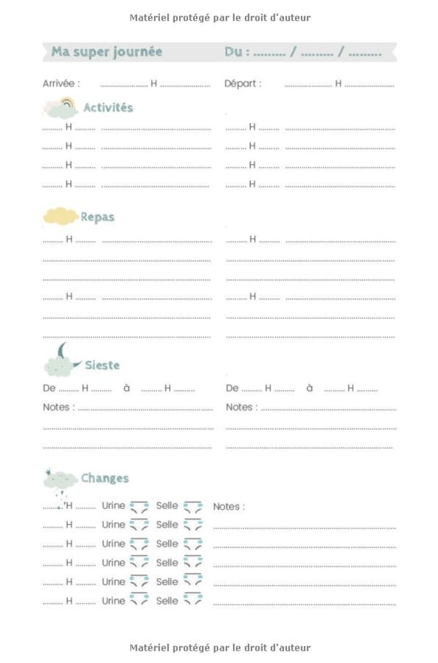 CARNET LIAISON NOUNOU : cahier de transmissions nounou parents pour faciliter la communication au quotidien - Journal de bord de bébé - 100 pages Format 15 x 22 cm
