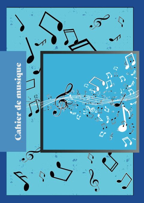 cahier de musique : Carnet ligné de 50 pages de 12 portées et de 50 pages blanches en vis à vis - format A4 - 100 pages