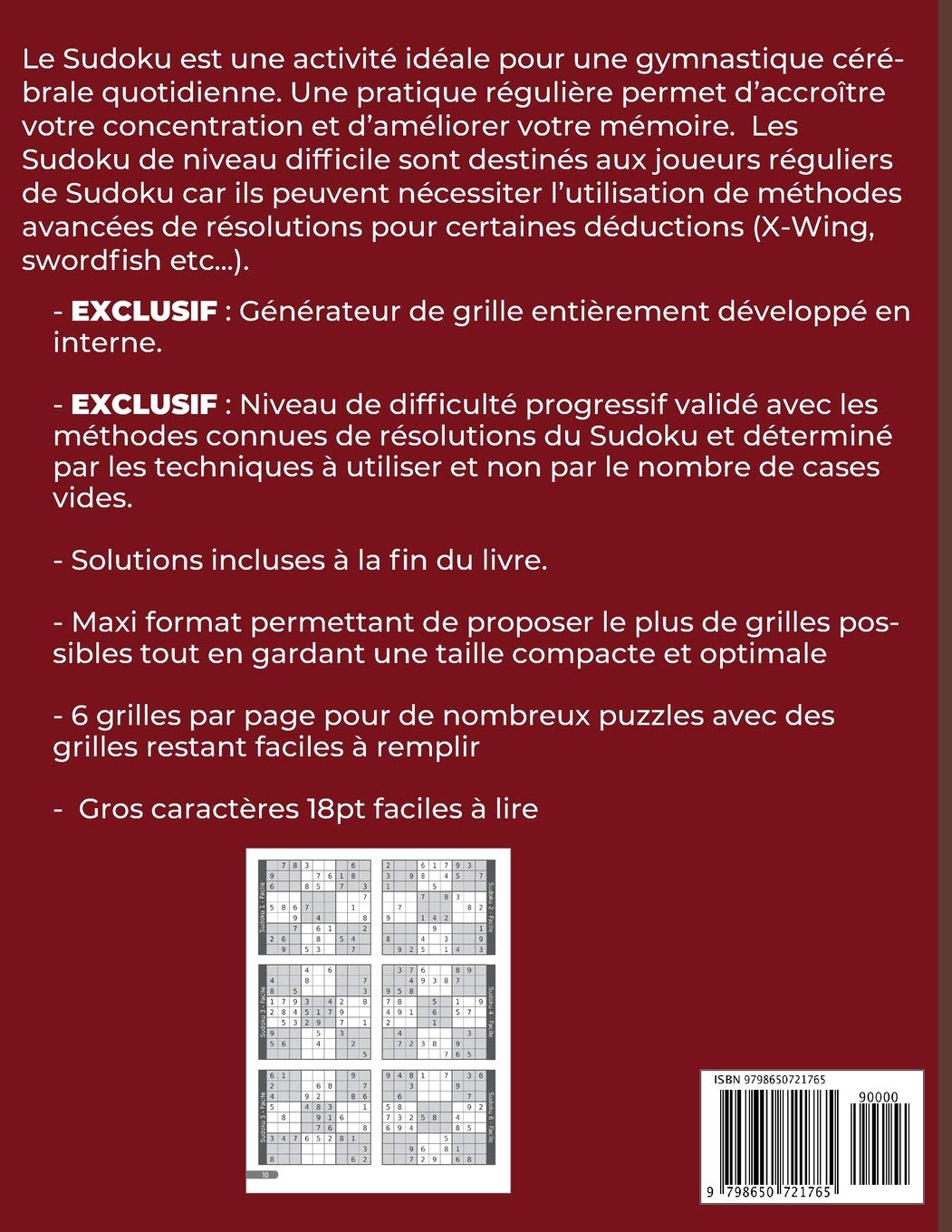 Sudoku adulte maxi format 1000 Puzzles FACILE MOYEN DIFFICILE : Livre Sudoku adulte - 240 faciles | 300 moyens | 460 difficiles - 6 grilles par page - 250 pages Format 21,5 x 28 cm