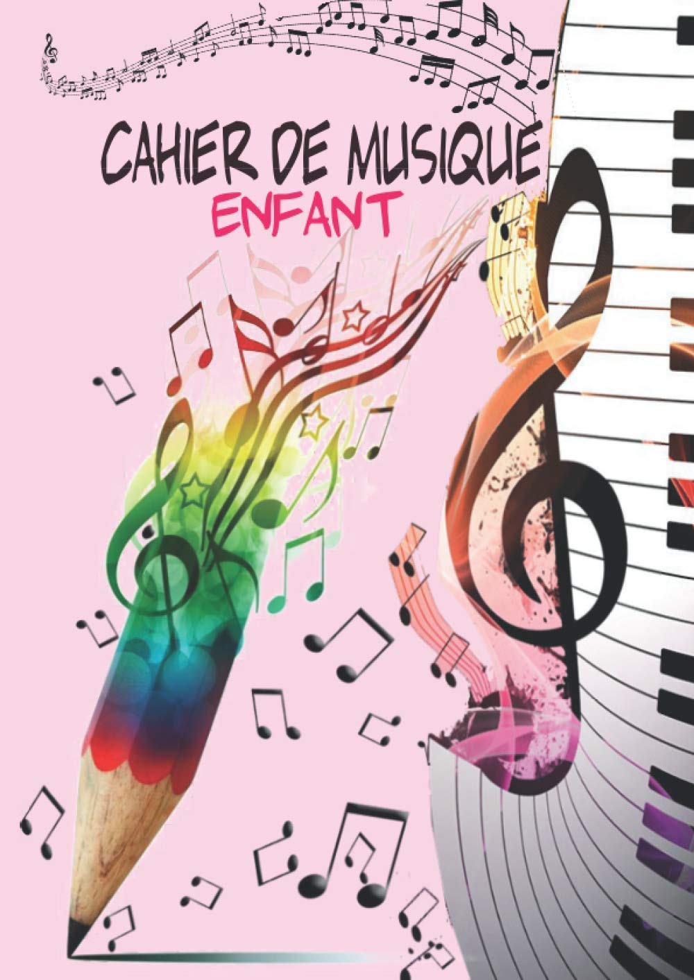 Cahier de musique enfant : Cahier de partitions pour enfants avec papier manuscrit, 6 grosses portées par page - 108 pages Format A4