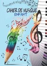 Cahier de musique enfant : Cahier de partitions pour enfants avec papier manuscrit, 6 grosses portées par page 108 pages - Format A4