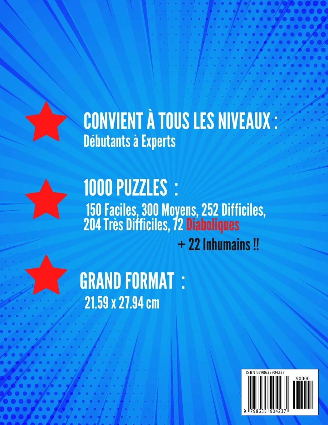 1000 SUDOKU Adulte | Facile à Difficile + 72 Diaboliques - 22 Inhumains | 248 pages Format 21,5 x 28 cm