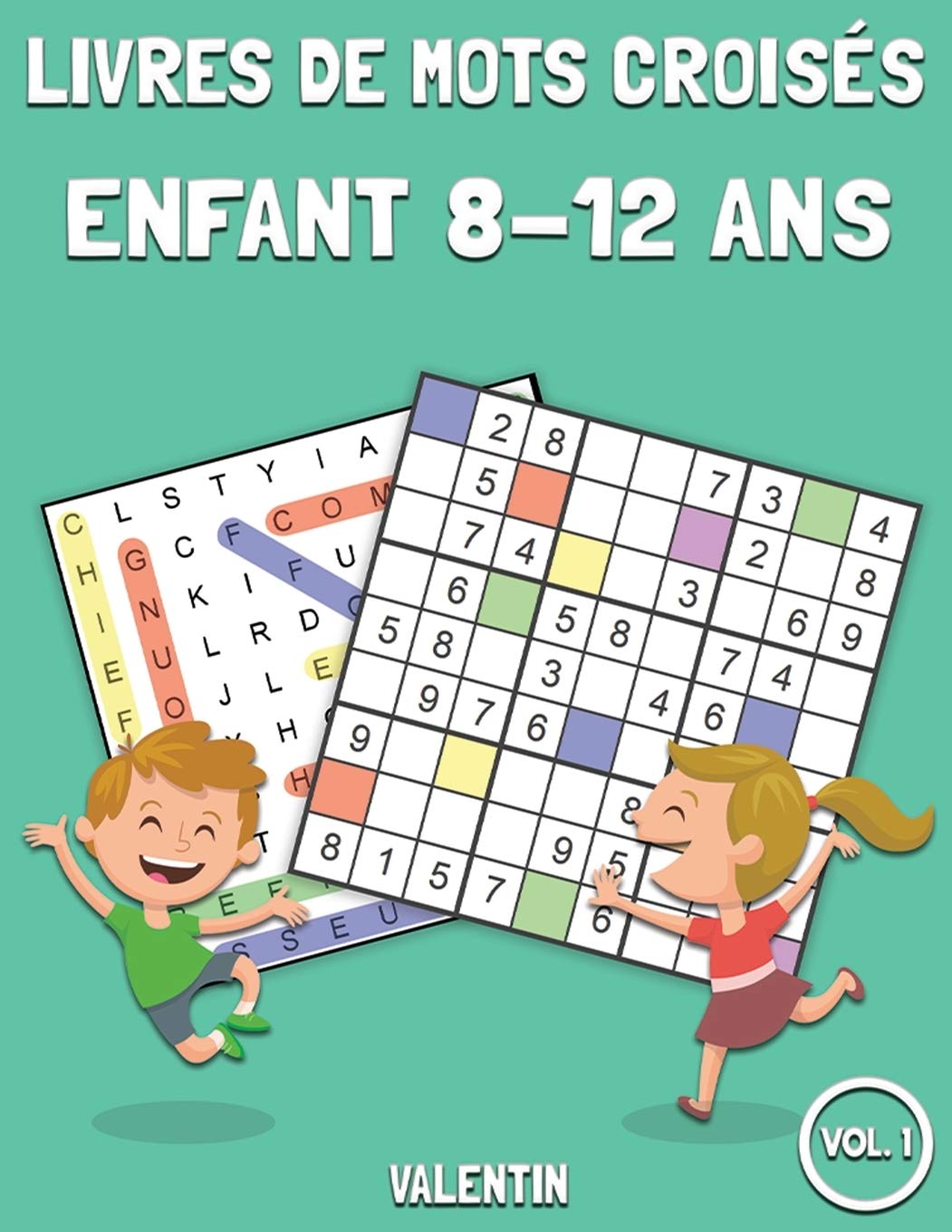 Livres de mots croisés Enfant 8-12 ans : 100 mots de recherche et 100 Sudoku avec solutions - 143 pages Format 21,5 x 28 cm