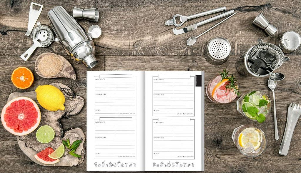 Cocktails : Carnet de recettes & dégustation - 108 pages Format 12x23 cm