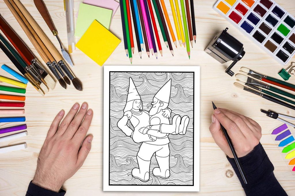 Les gnomes s'envoient en l'air - Livre de coloriage cru pour adultes - 31 pages drôles à colorier avec des dragons, des sirènes, des fées - 68 pages Format A4
