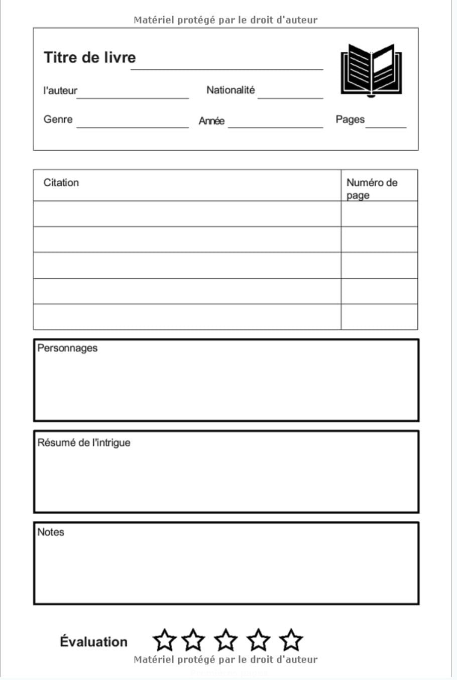 Mes livres mon carnet de lecture - 100 pages Format 15 x 22 cm
