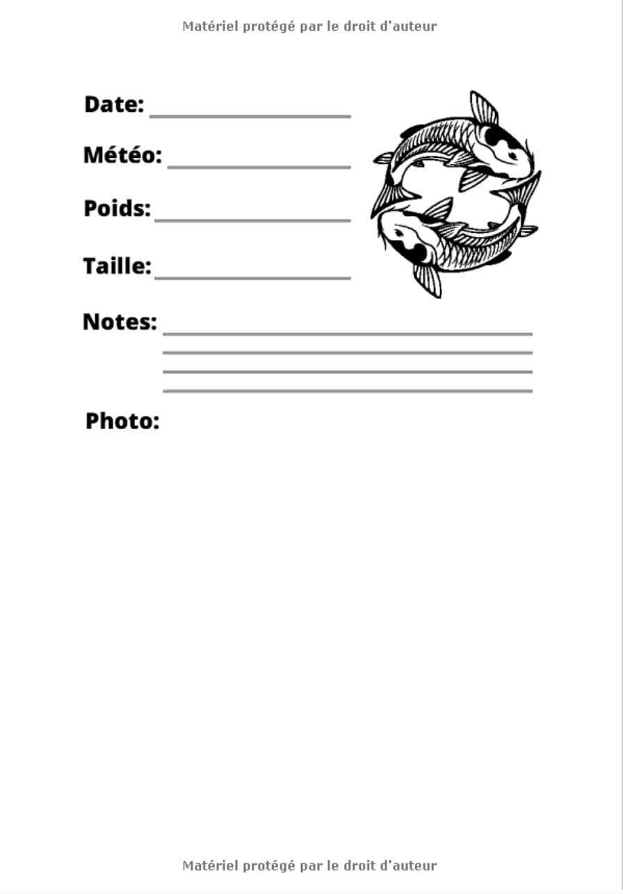 Carnet de pêche carpe : Carpe dans le lac - 101 pages - 18 x 25 cm - Carnet de pêche à remplir pour les pêcheurs de carpe