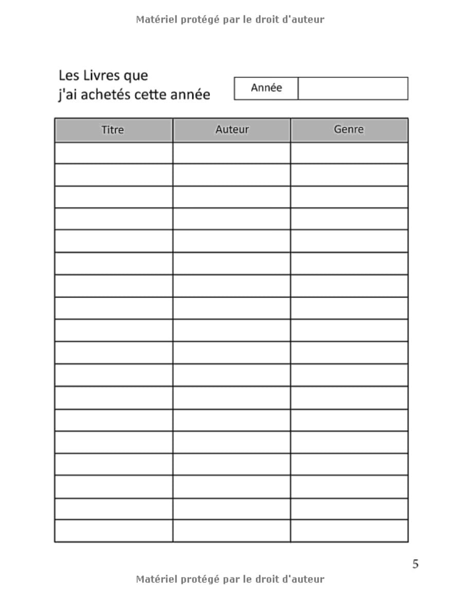 Mes Lectures Carnet de Lecture à Remplir – Pour les Amoureux des Livres – 130 pages Format 21,5 x 28 Cm