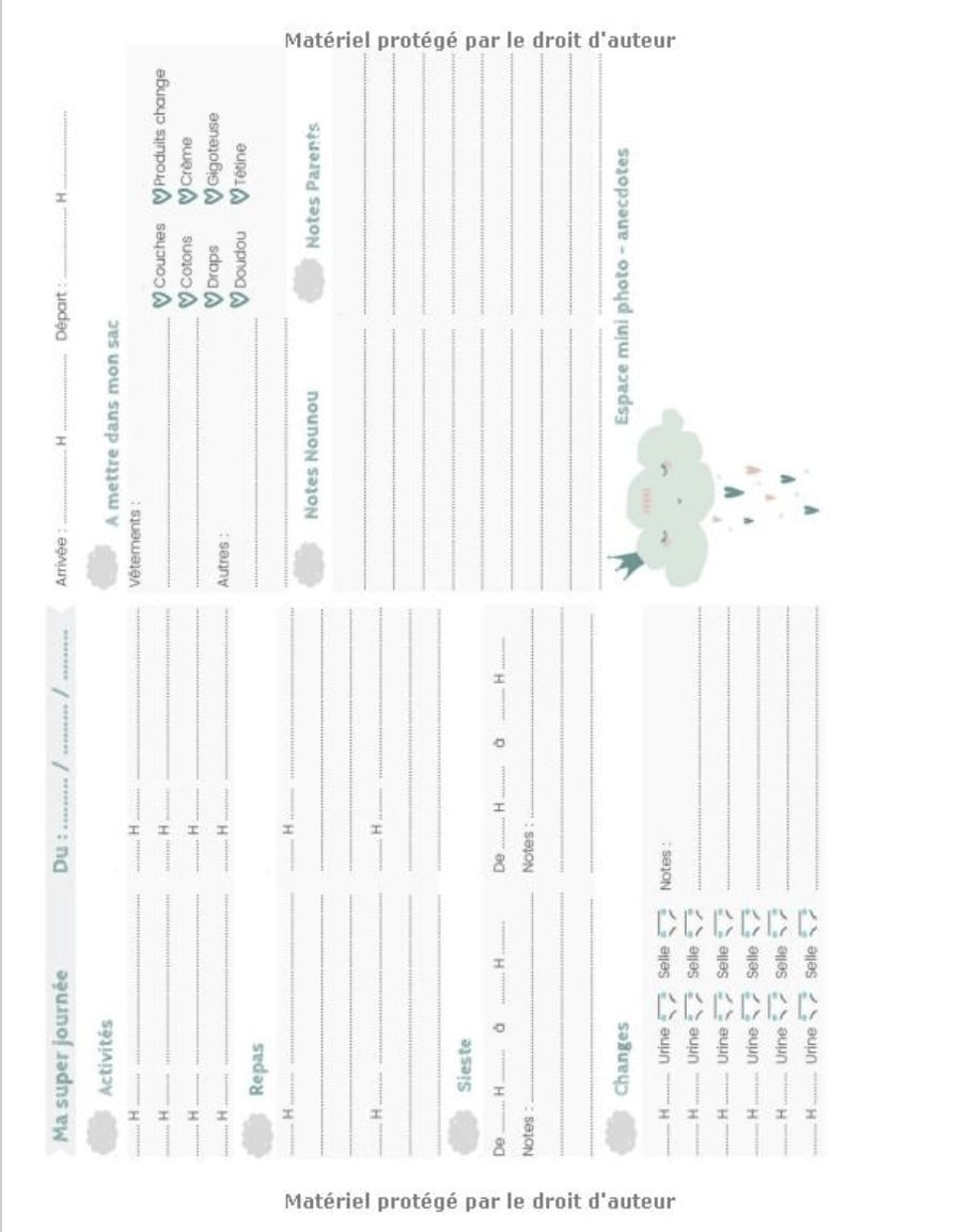 CARNET DE LIAISON NOUNOU/PARENTS - DURÉE 1 AN : Carnet de liaison nounou: Cahier de transmission entre parents et assistante-maternelle - 204 pages Format 21,5 x 28 cm