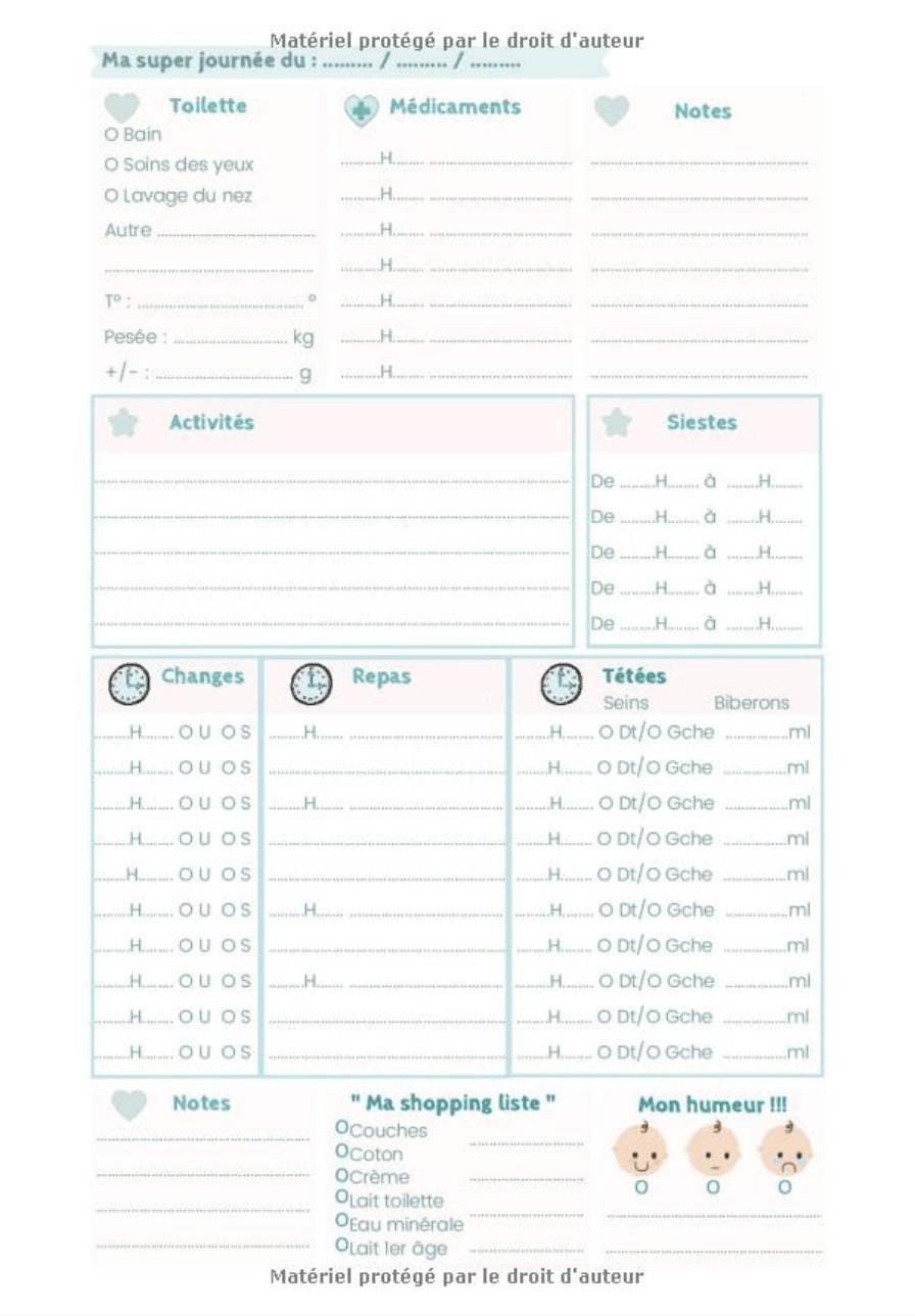 CARNET DE SUIVI POUR BÉBÉ 200 Jours à remplir : Cahier de liaison Parents / Assistante-maternelle - 202 Pages Format 18 x 25 cm