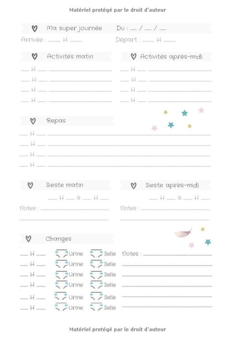 CAHIER DE LIAISON NOUNOU - 100 Jours d'accueil : Carnet de liaison parents/nounou GRAND FORMAT - 201 pages Format 18 x 25 cm
