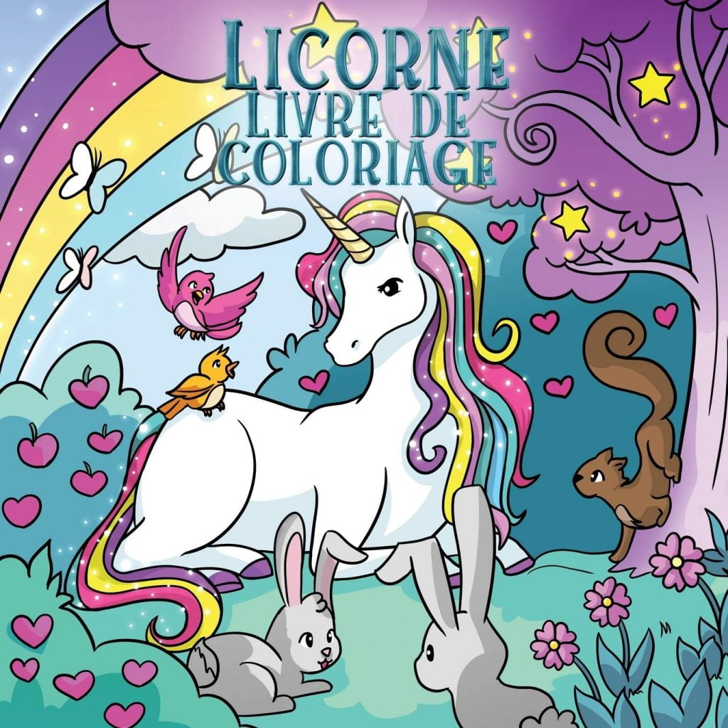 Licorne livre de coloriage Pour les enfants de 4 à 8 ans - 63 pages Format 21,5 x 21,5 cm