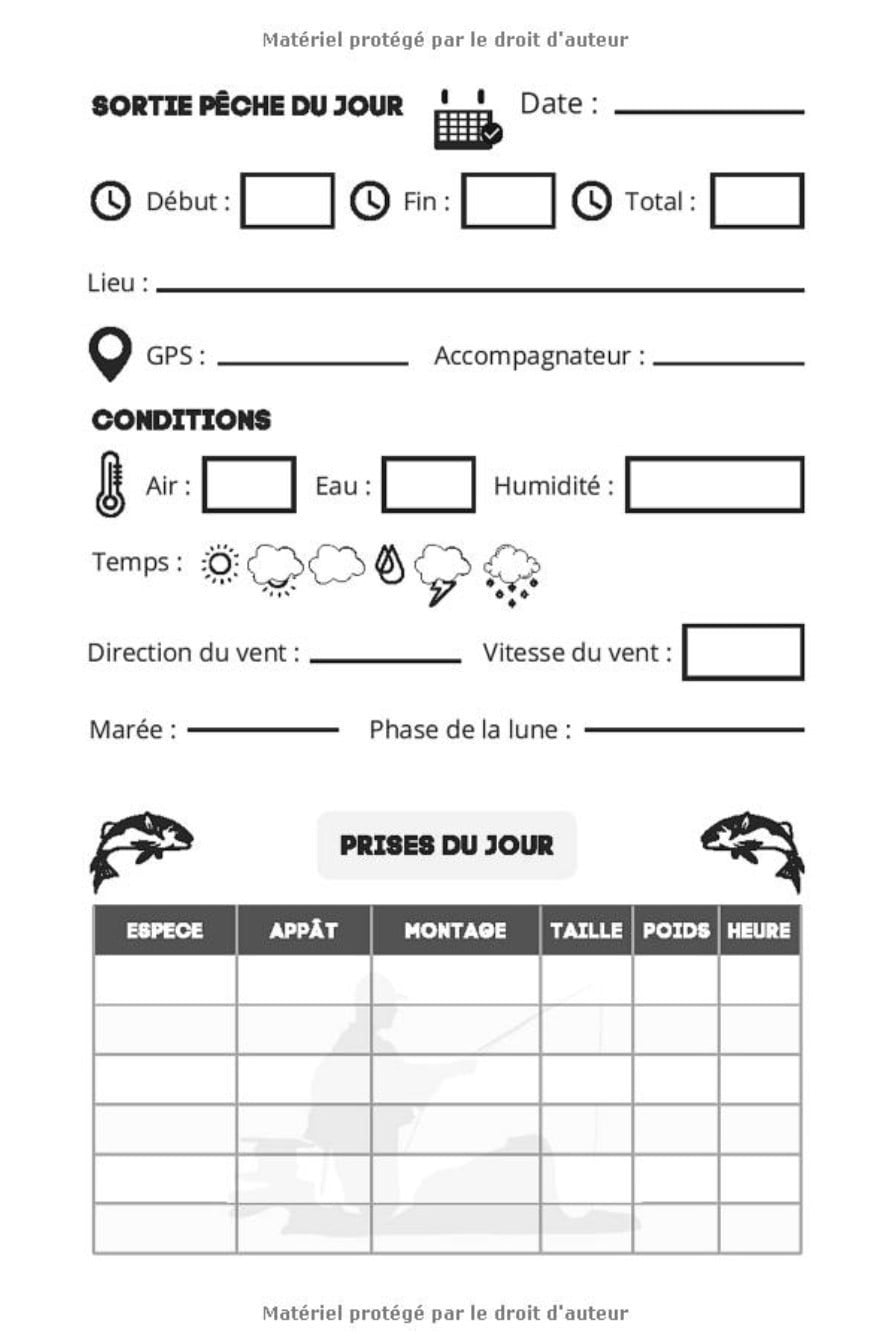 Carnet de pêche: Très facile à remplir | Une idée cadeau réussie pour un plaisir partagé - 108 pages Format 15 x 22 cm
