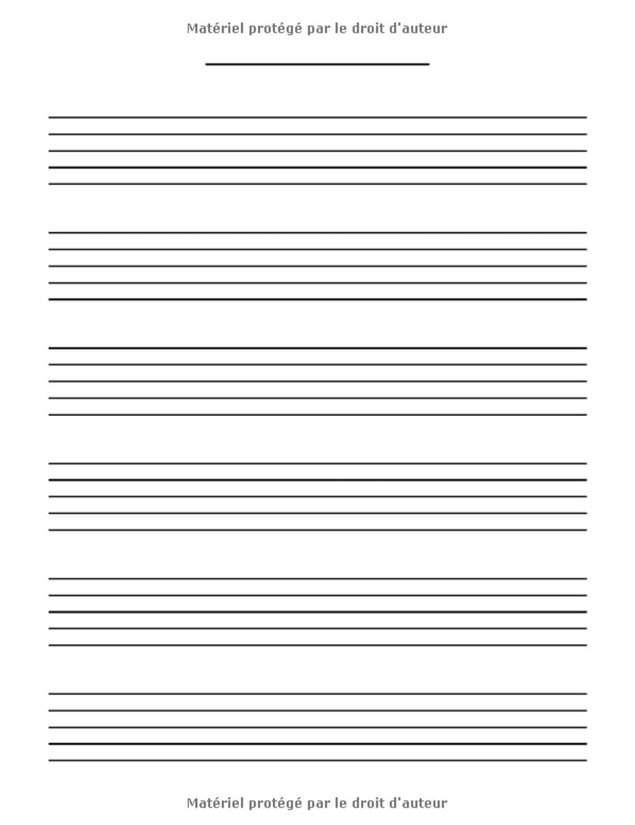 Cahier de Musique : 6 GROSSES portées par page / Papier manuscrit, Format idéal pour débutant : 21.59 * 27.94 cm / 110 pages