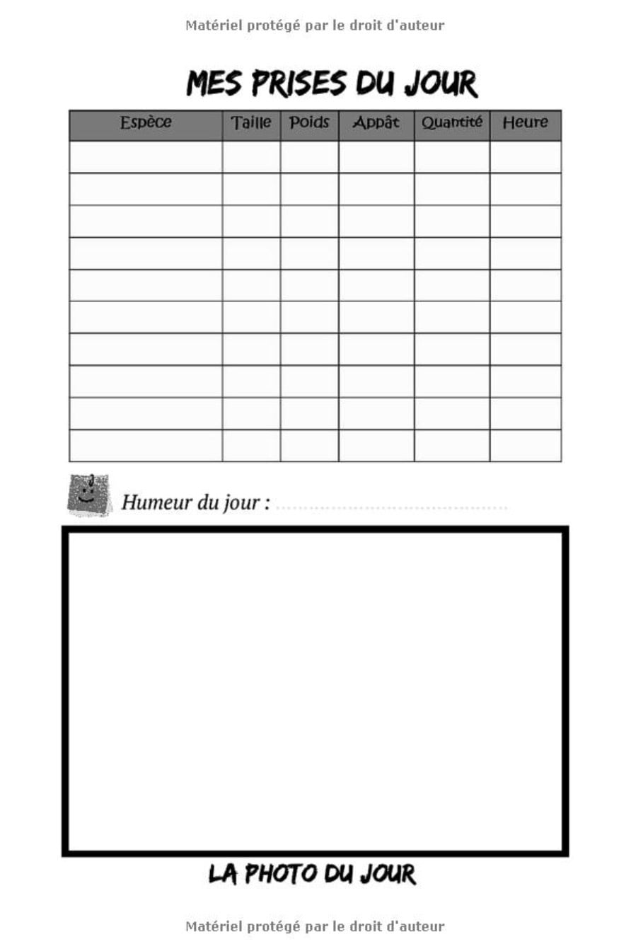 Mon carnet de pêche : Journal de pêche à compléter | 54 sessions de pêche | Noter les conditions météorologies du jour, ses prises - 111 pages Format 15 x 22 cm