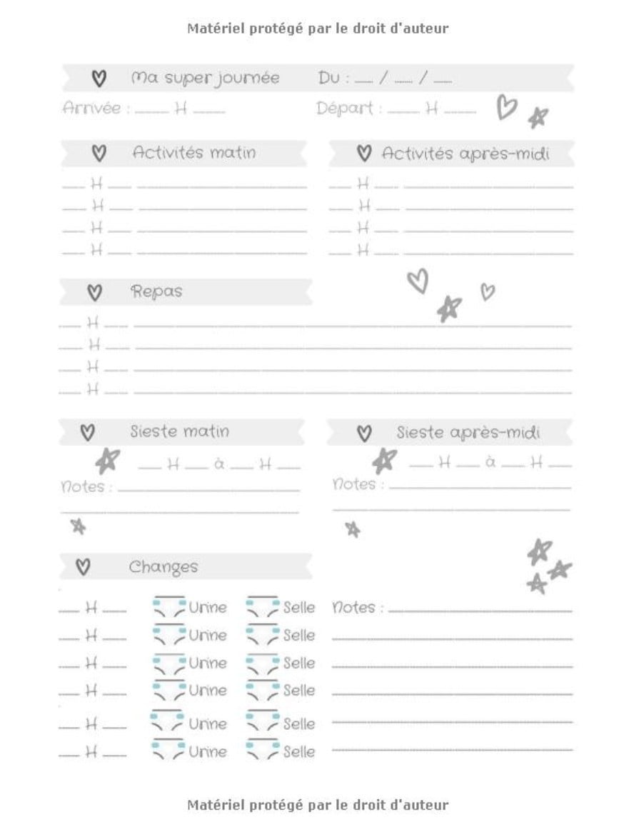 Cahier de liaison nounou : Carnet de liaison parents/nounou GRAND FORMAT - Journal de bord de bébé sur son lieu d'accueil - 205 pages Format 21,5 x 28 cm