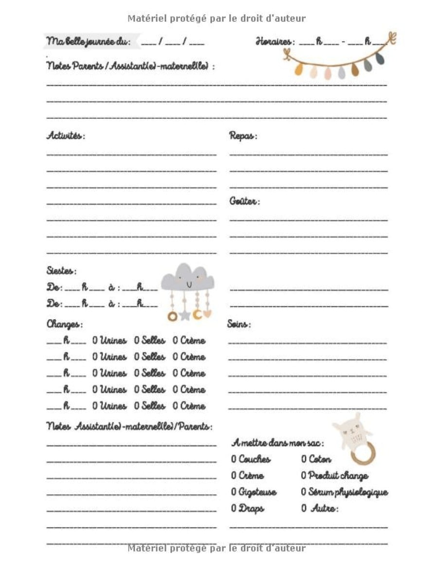 Une année de bonheur avec ma Nounou : Cahier de liaison Parents Assistante-maternelle - 246 pages Format 16 x 22 cm