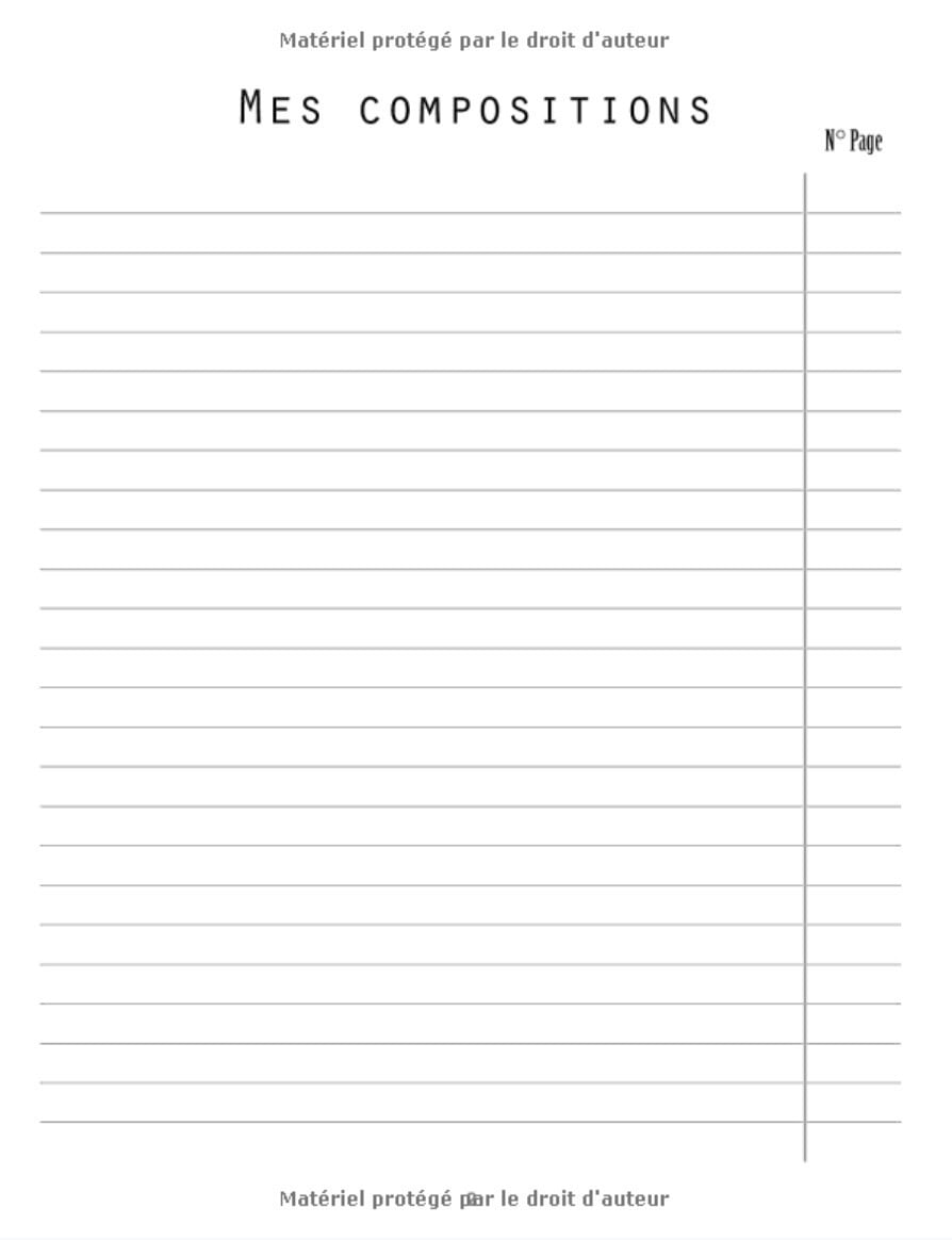 Cahier de musique Piano - Carnet de partitions Grand format 6 doubles portées clé de Sol et clé de Fa | 110 pages numérotées | Format 21,5 x 28 cm