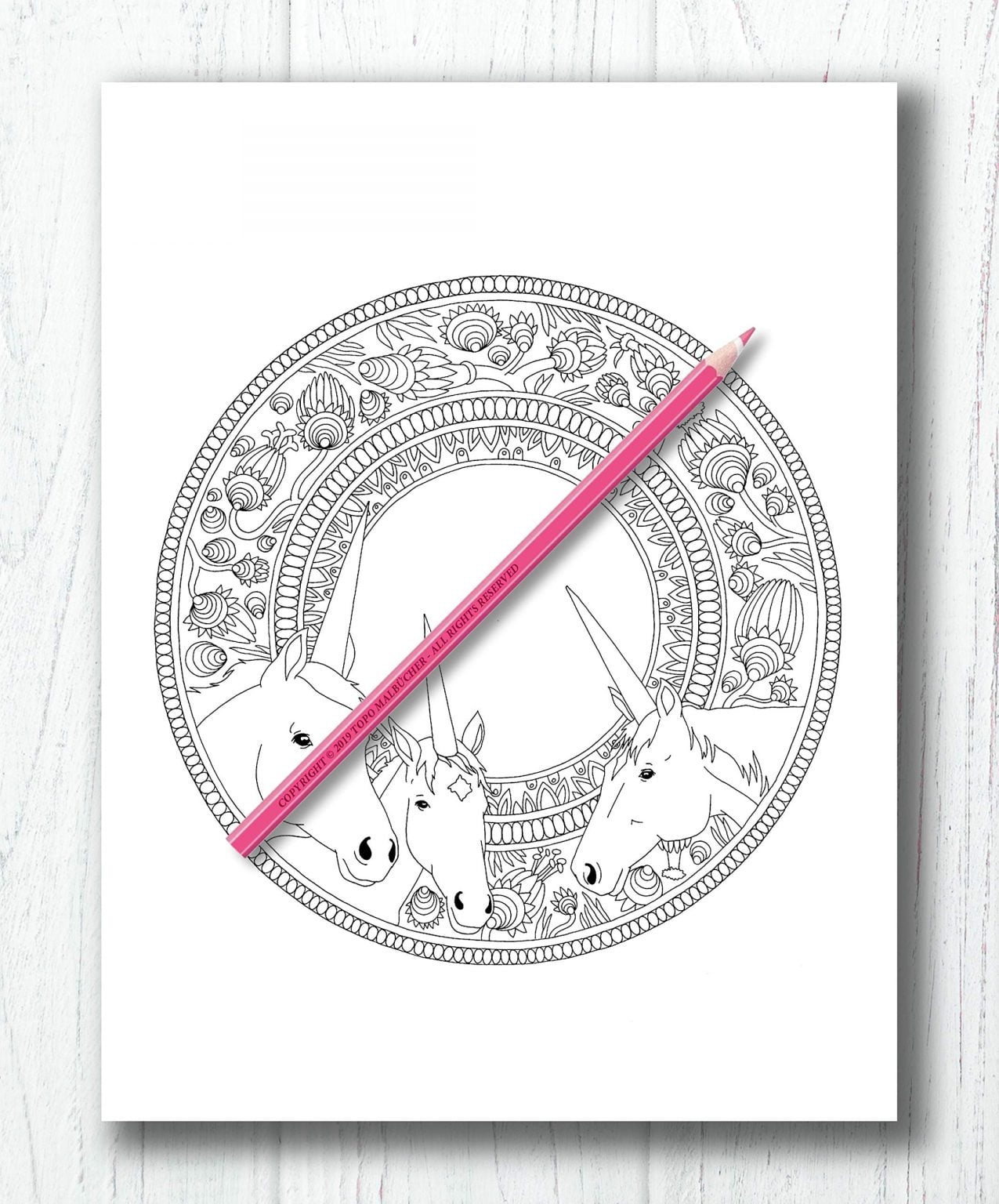 Licornes Livre de coloriage mandala - 60 belles licornes - 126 pages Format A4