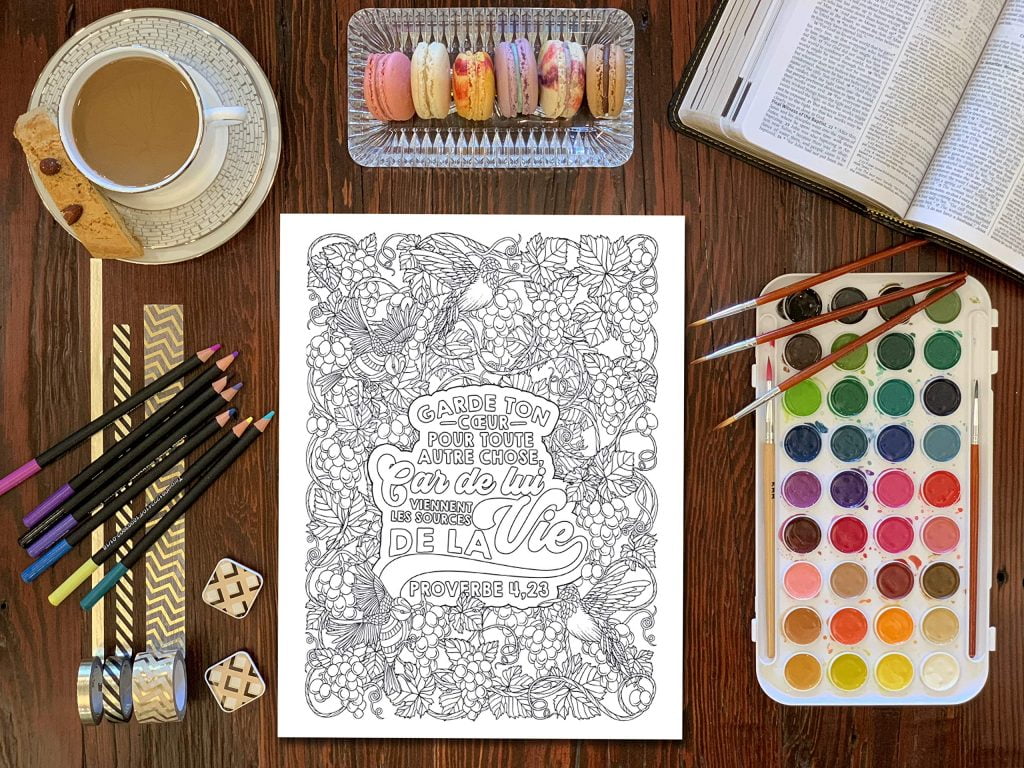 Colorie les Proverbes : Un livre de coloriage chrétien pour adultes : 45 versets de la Bible à colorier - Format 21,5 x 27 cm